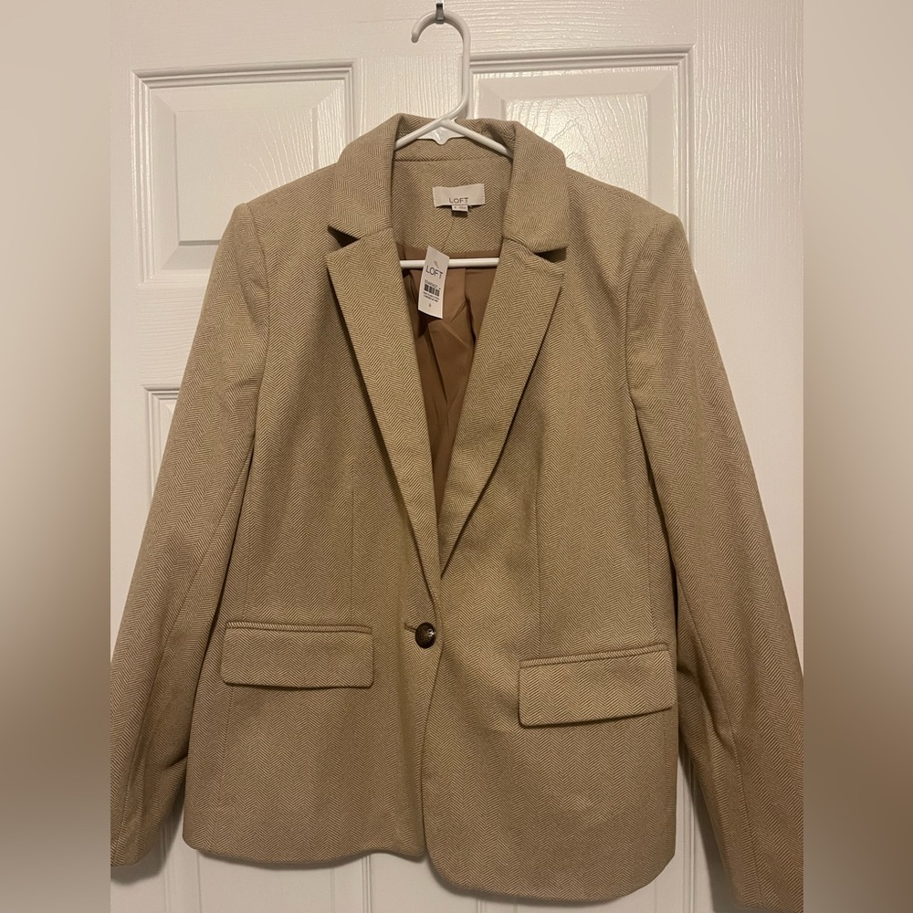 NWT New Ann Taylor LOFT Women's Elbow Patch Herringbone Blazer Size 8